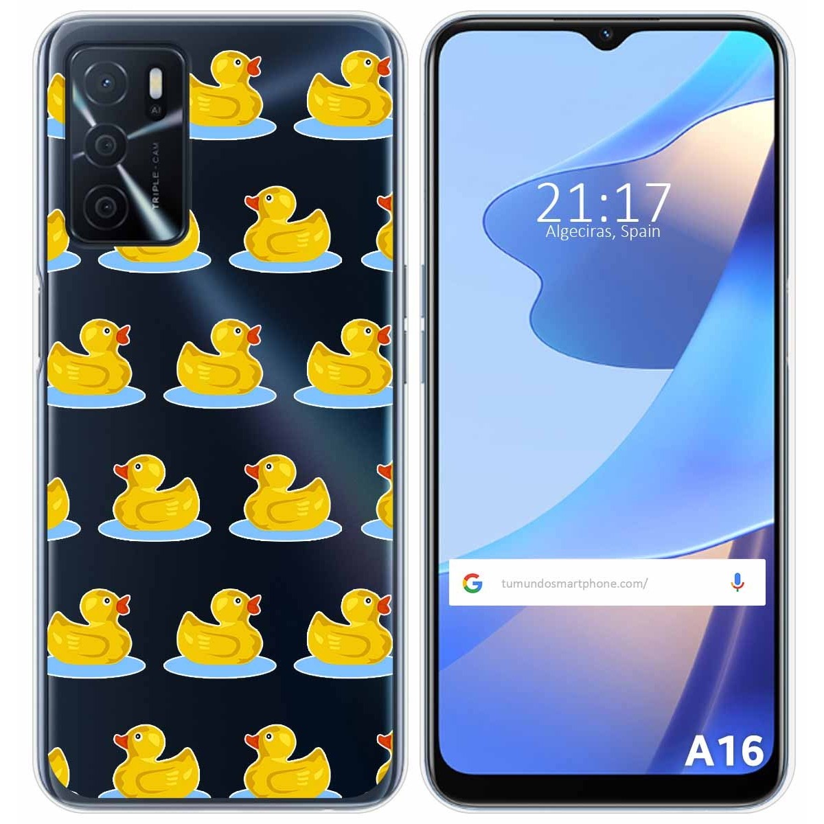 Funda Silicona Transparente para Oppo A16 / A16s diseño Pato Dibujos