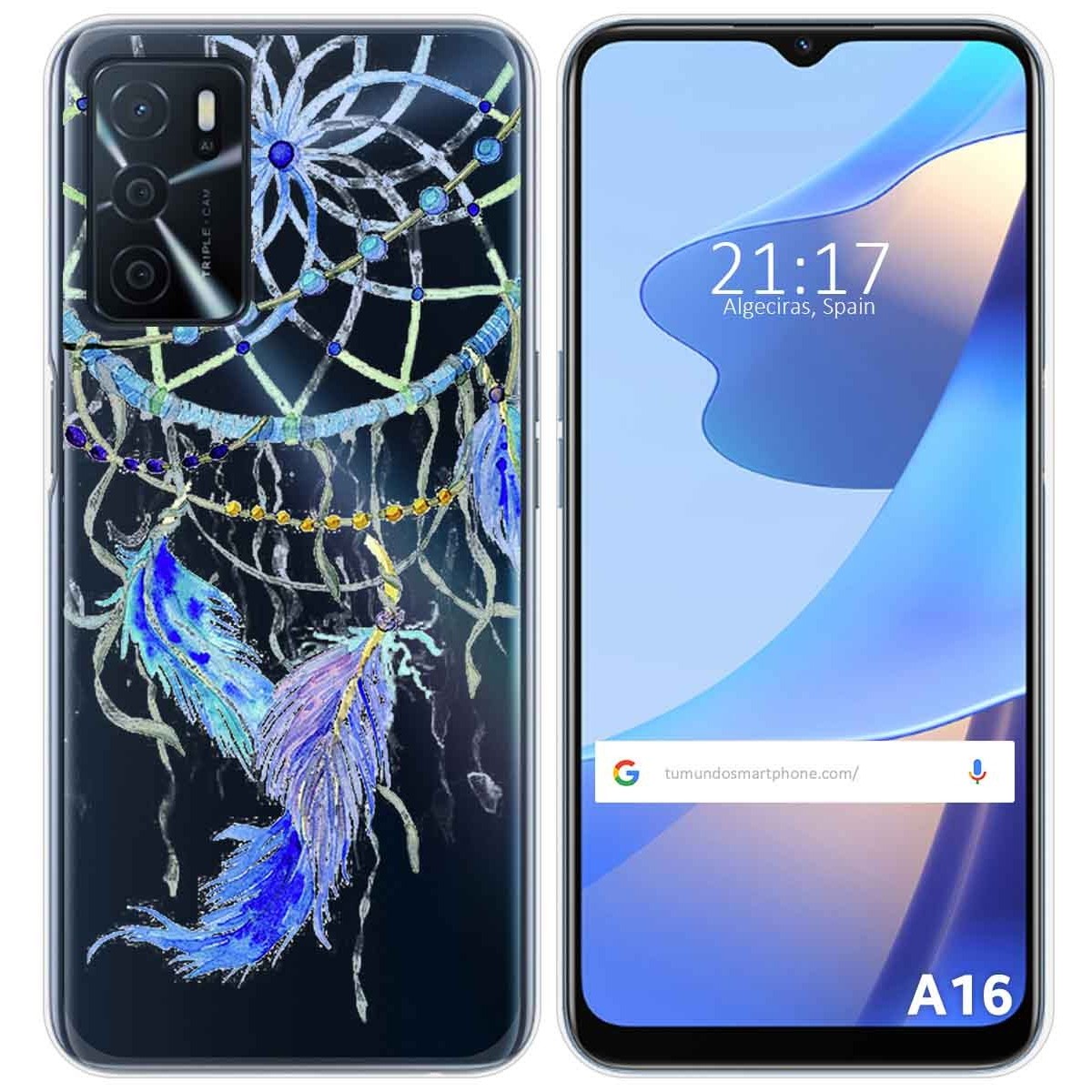 Funda Silicona Transparente para Oppo A16 / A16s diseño Plumas Dibujos