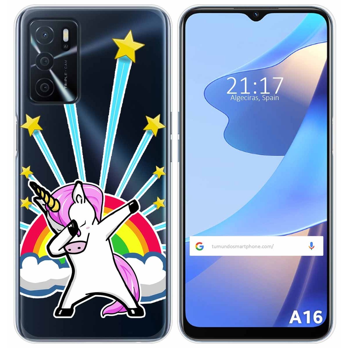 Funda Silicona Transparente para Oppo A16 / A16s diseño Unicornio Dibujos