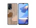 Funda Silicona para Oppo A16 / A16s diseño Corazones Madera Dibujos