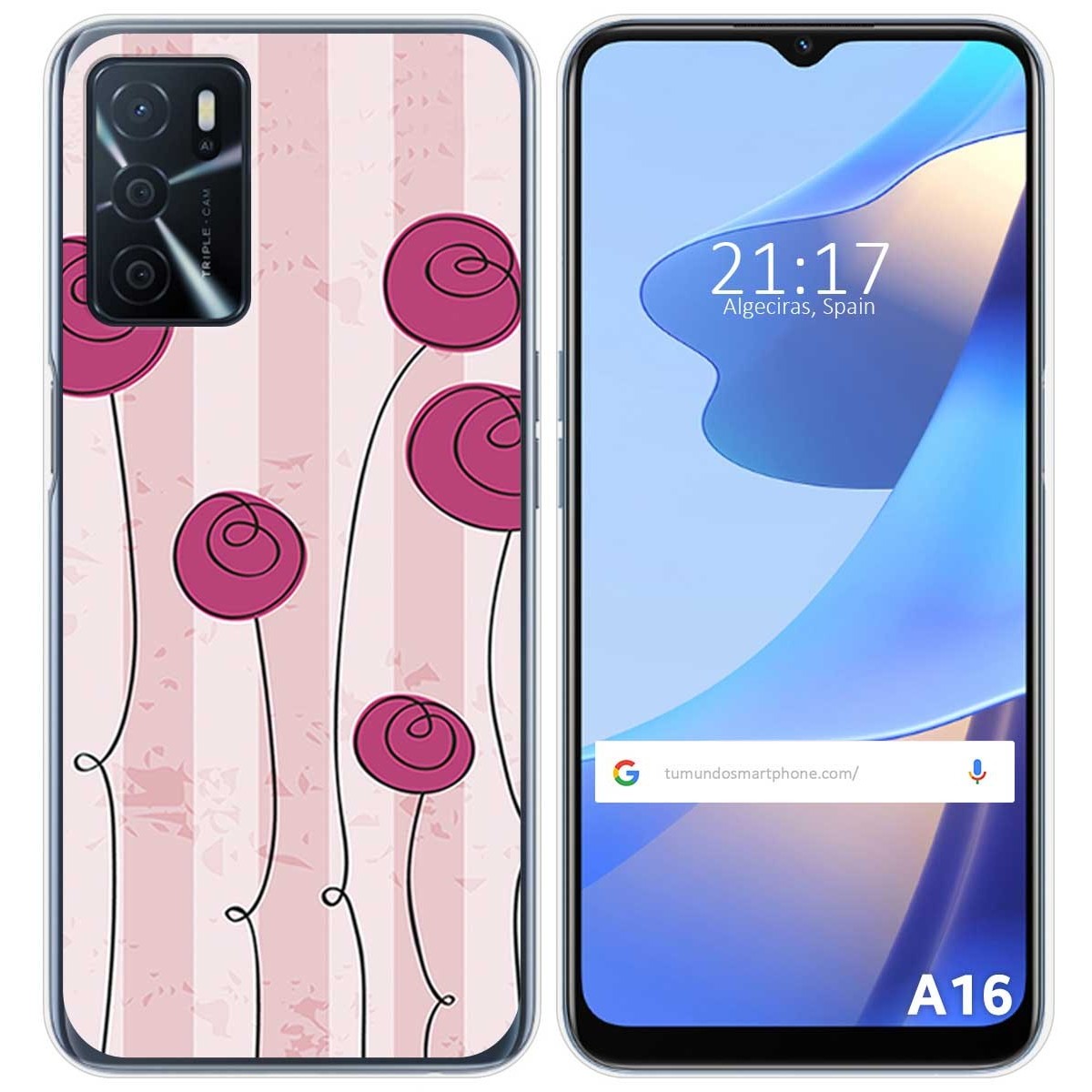 Funda Silicona para Oppo A16 / A16s diseño Flores Vintage Dibujos