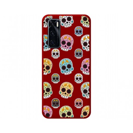 Funda Silicona Líquida Roja para Vivo Y70 diseño Catrina Dibujos