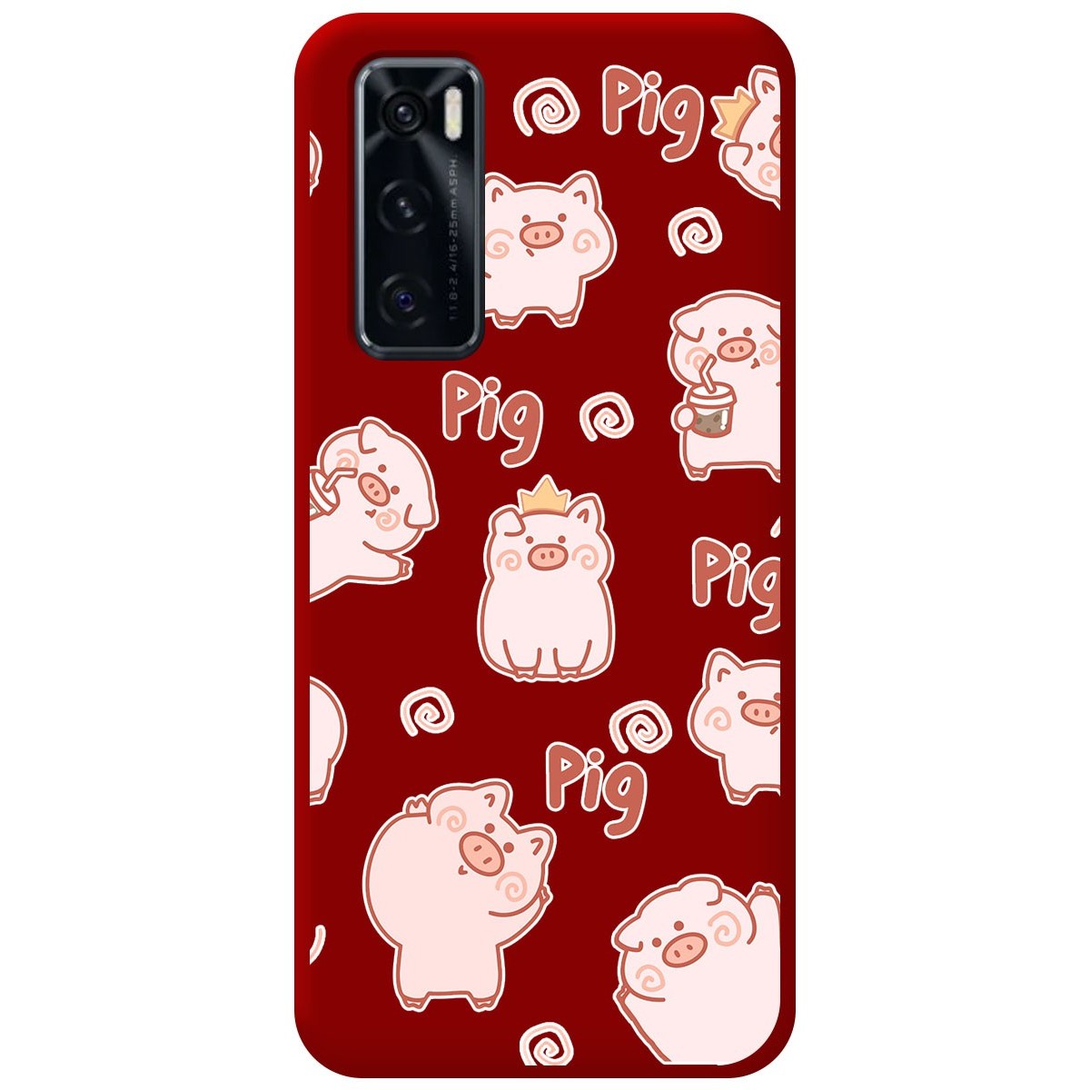 Funda Silicona Líquida Roja para Vivo Y70 diseño Cerdos Dibujos