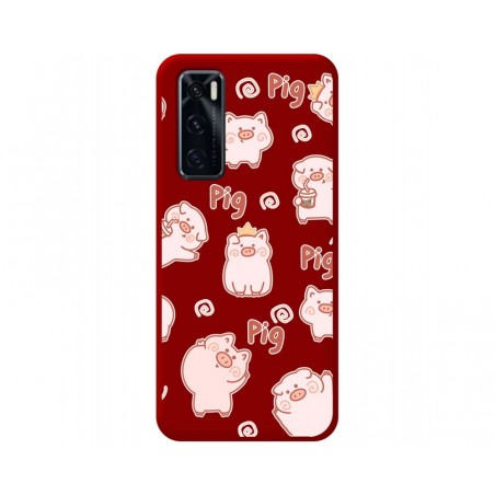 Funda Silicona Líquida Roja para Vivo Y70 diseño Cerdos Dibujos