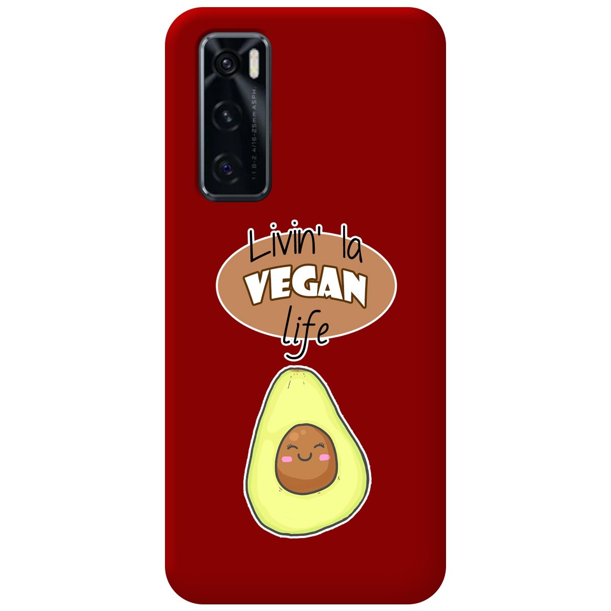 Funda Silicona Líquida Roja para Vivo Y70 diseño Vegan Life Dibujos