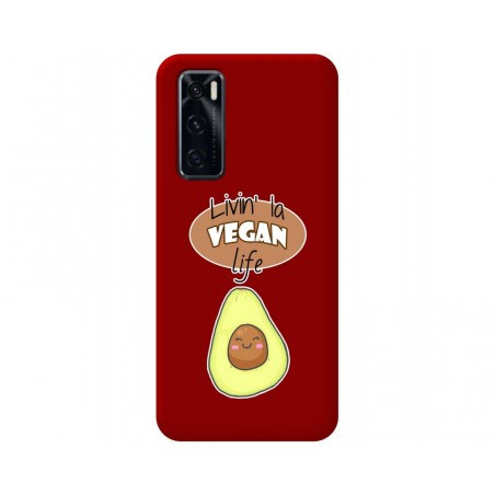 Funda Silicona Líquida Roja para Vivo Y70 diseño Vegan Life Dibujos