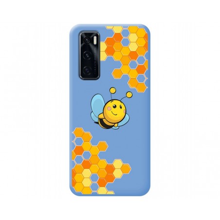 Funda Silicona Líquida Azul para Vivo Y70 diseño Abeja Dibujos