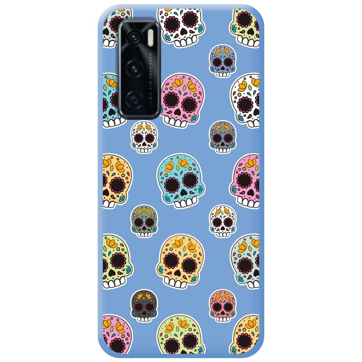 Funda Silicona Líquida Azul para Vivo Y70 diseño Catrina Dibujos