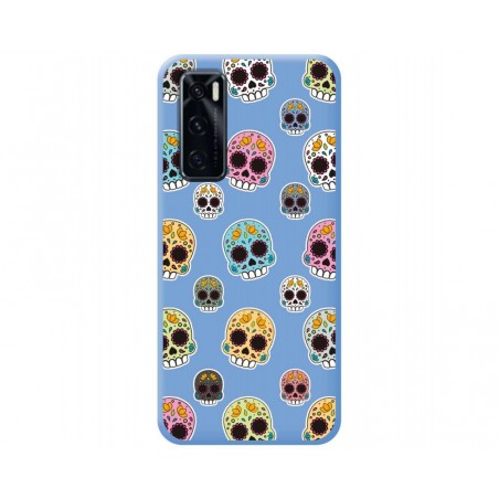 Funda Silicona Líquida Azul para Vivo Y70 diseño Catrina Dibujos