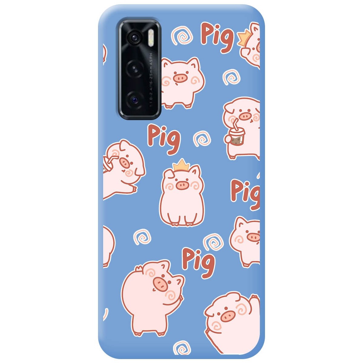 Funda Silicona Líquida Azul para Vivo Y70 diseño Cerdos Dibujos