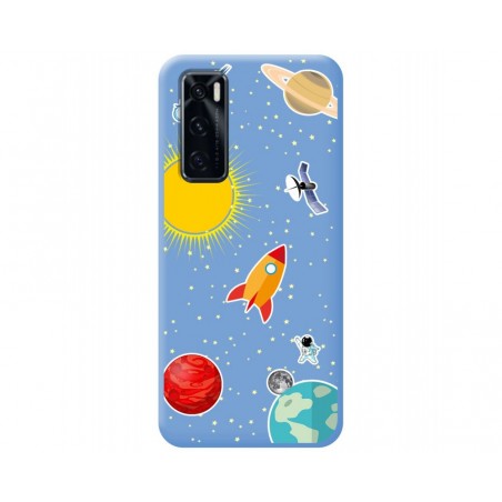 Funda Silicona Líquida Azul para Vivo Y70 diseño Espacio Dibujos