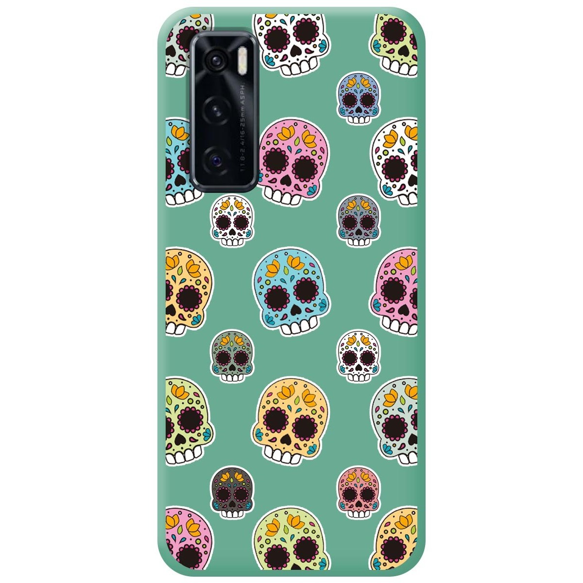 Funda Silicona Líquida Verde para Vivo Y70 diseño Catrina Dibujos