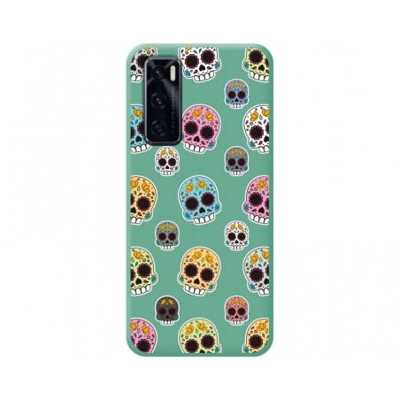Funda Silicona Líquida Verde para Vivo Y70 diseño Catrina Dibujos