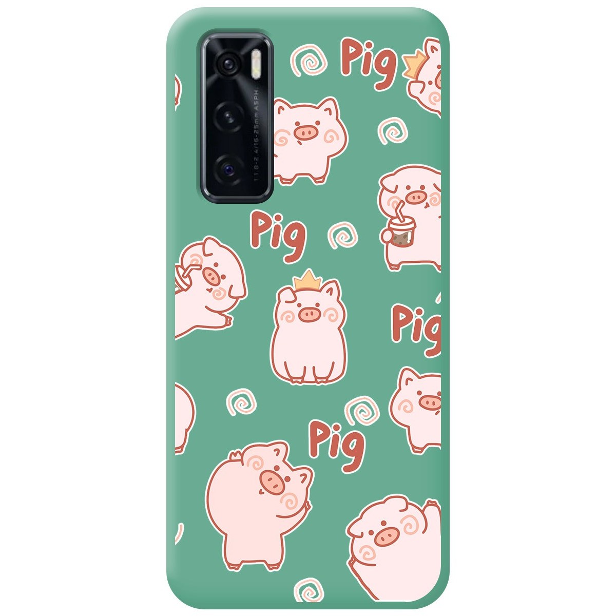 Funda Silicona Líquida Verde para Vivo Y70 diseño Cerdos Dibujos