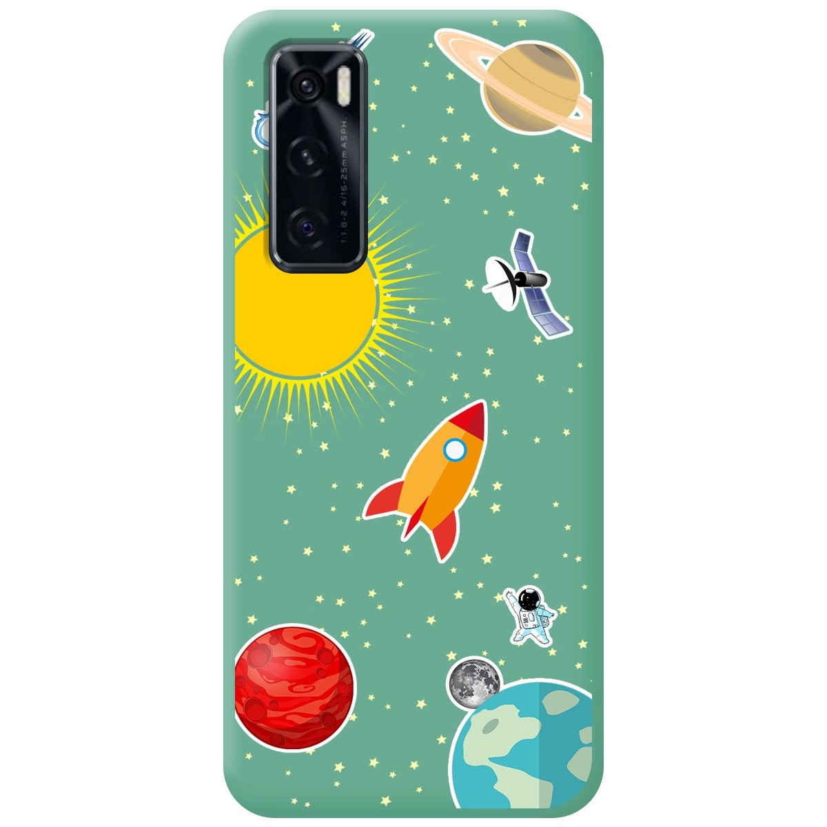 Funda Silicona Líquida Verde para Vivo Y70 diseño Espacio Dibujos