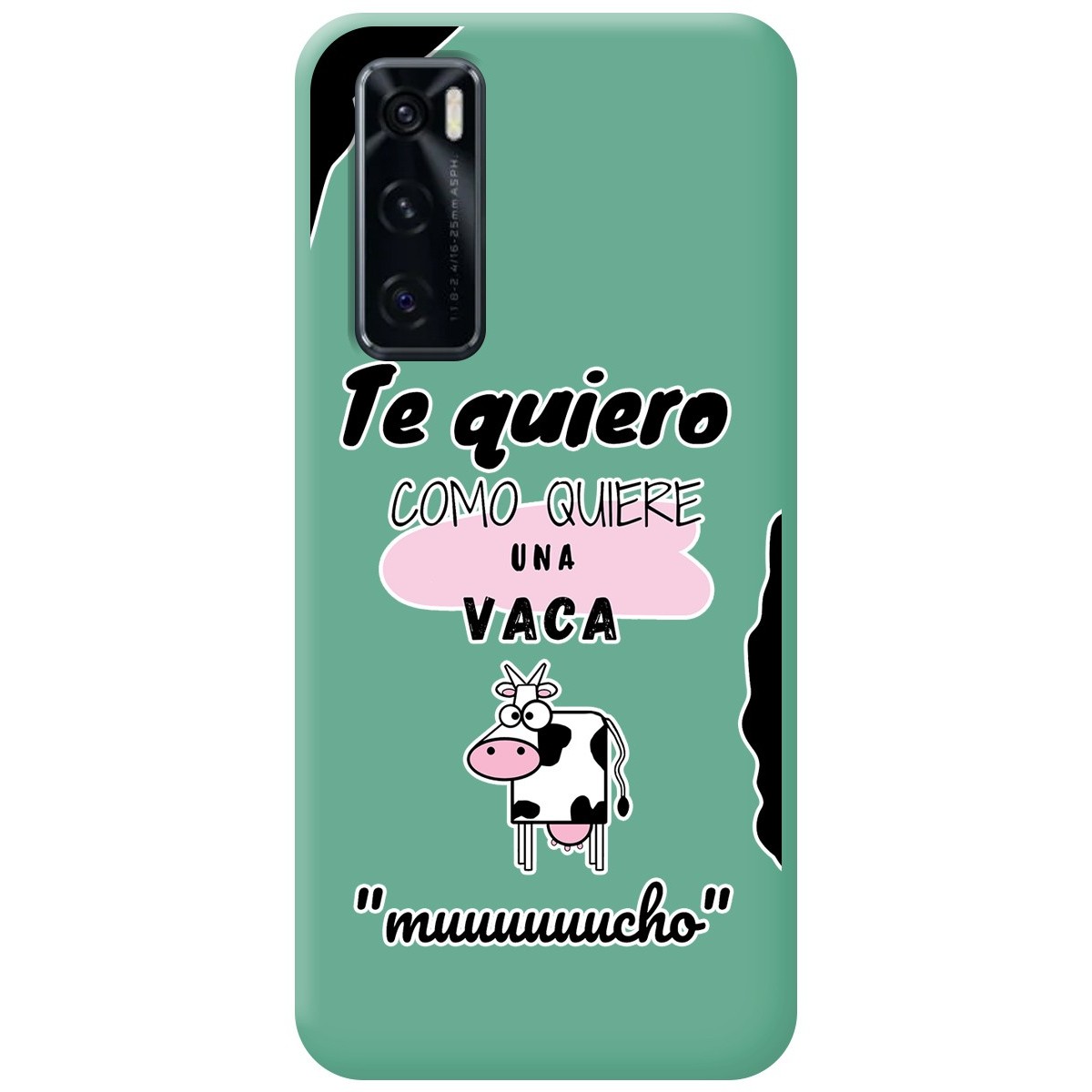 Funda Silicona Líquida Verde para Vivo Y70 diseño Vaca Dibujos