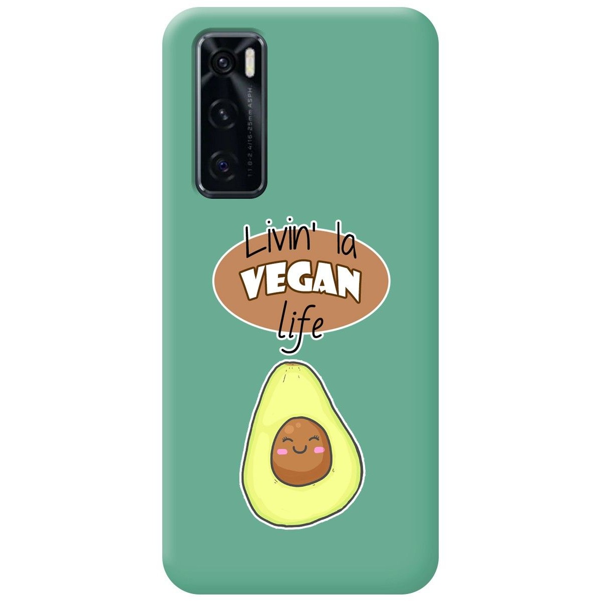 Funda Silicona Líquida Verde para Vivo Y70 diseño Vegan Life Dibujos