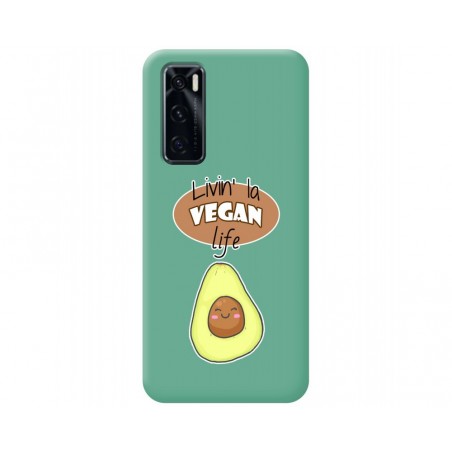 Funda Silicona Líquida Verde para Vivo Y70 diseño Vegan Life Dibujos