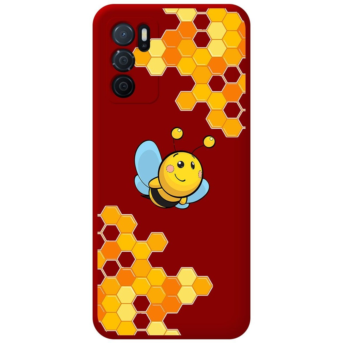 Funda Silicona Líquida Roja para Oppo A16 / A16s diseño Abeja Dibujos