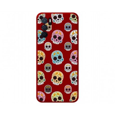 Funda Silicona Líquida Roja para Oppo A16 / A16s diseño Catrina Dibujos
