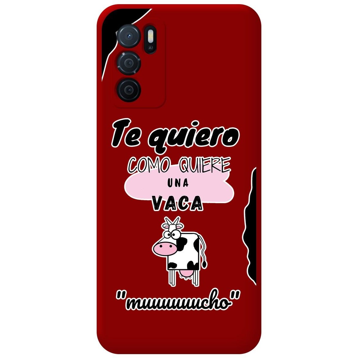 Funda Silicona Líquida Roja para Oppo A16 / A16s diseño Vaca Dibujos