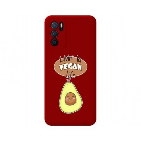 Funda Silicona Líquida Roja para Oppo A16 / A16s diseño Vegan Life Dibujos