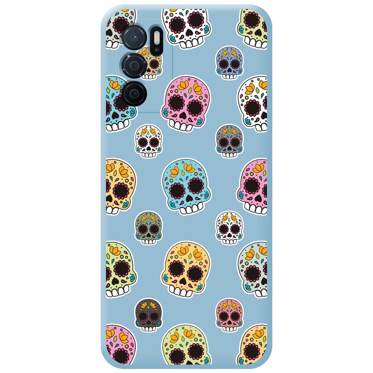 Funda Silicona Líquida Azul para Oppo A16 / A16s diseño Catrina Dibujos