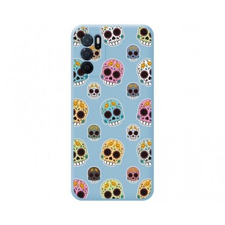 Funda Silicona Líquida Azul para Oppo A16 / A16s diseño Catrina Dibujos