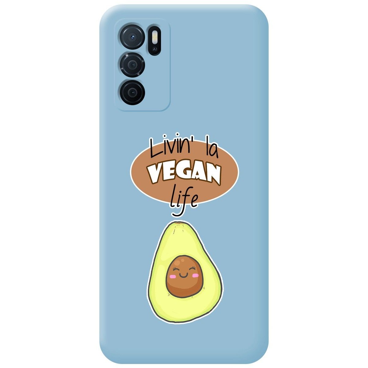 Funda Silicona Líquida Azul para Oppo A16 / A16s diseño Vegan Life Dibujos