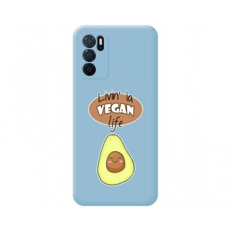 Funda Silicona Líquida Azul para Oppo A16 / A16s diseño Vegan Life Dibujos