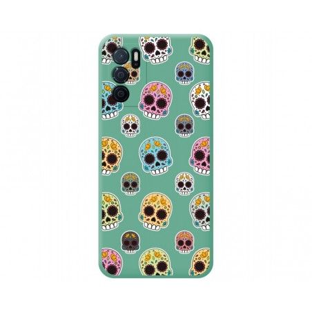 Funda Silicona Líquida Verde para Oppo A16 / A16s diseño Catrina Dibujos