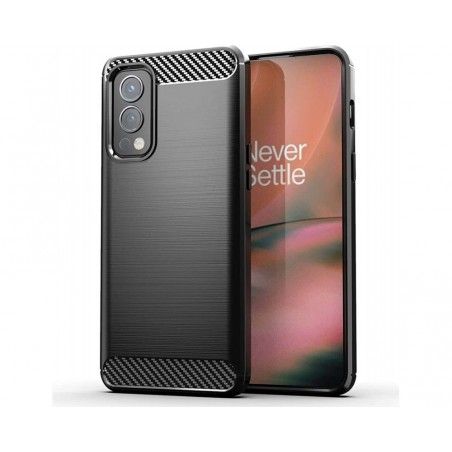 Funda Gel Tpu Tipo Carbon Negra para OnePlus Nord 2 5G