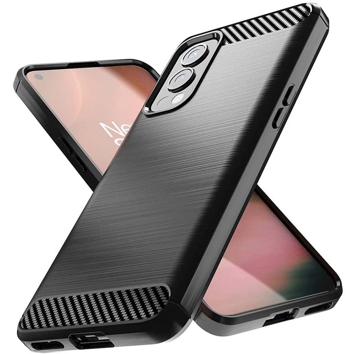 Funda Gel Tpu Tipo Carbon Negra para OnePlus Nord 2 5G