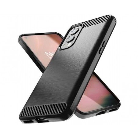Funda Gel Tpu Tipo Carbon Negra para OnePlus Nord 2 5G