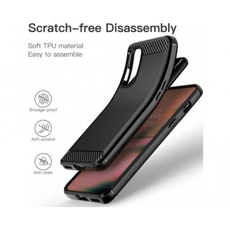 Funda Gel Tpu Tipo Carbon Negra para OnePlus Nord 2 5G