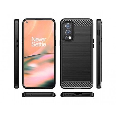 Funda Gel Tpu Tipo Carbon Negra para OnePlus Nord 2 5G
