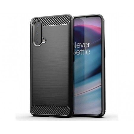 Funda Gel Tpu Tipo Carbon Negra para OnePlus Nord CE 5G