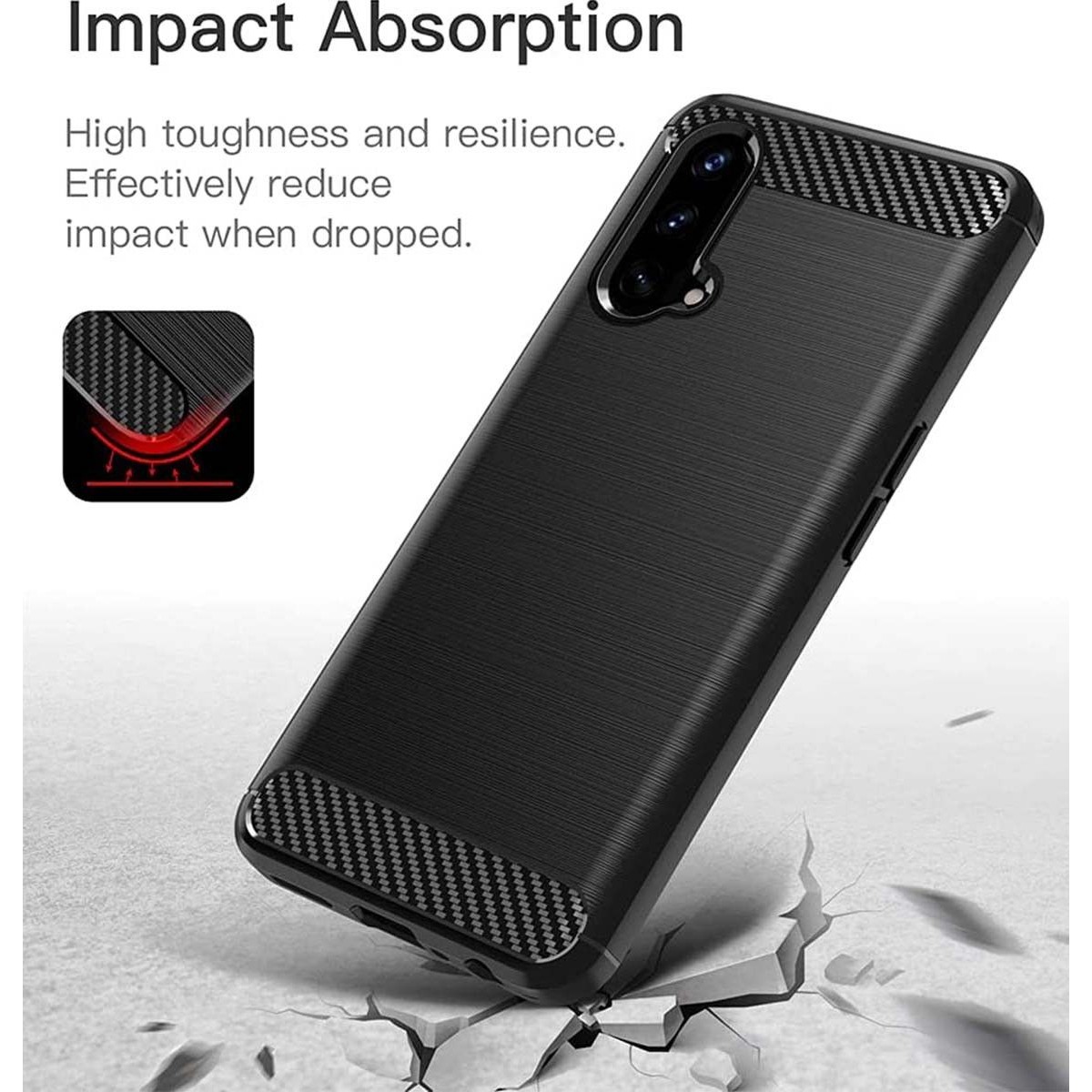 Funda Gel Tpu Tipo Carbon Negra para OnePlus Nord CE 5G