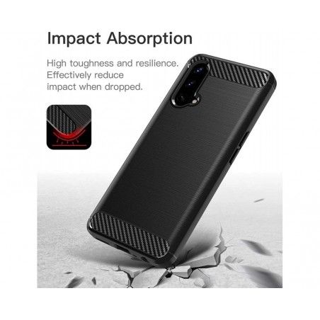 Funda Gel Tpu Tipo Carbon Negra para OnePlus Nord CE 5G
