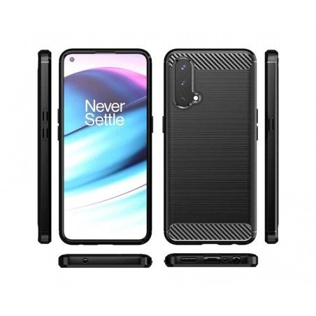 Funda Gel Tpu Tipo Carbon Negra para OnePlus Nord CE 5G