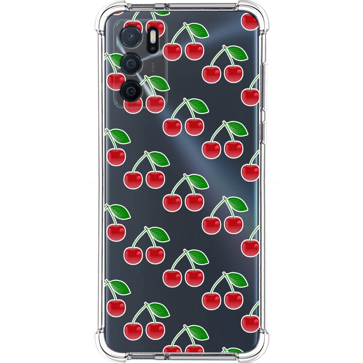 Funda Silicona Antigolpes para Oppo A16 / A16s diseño Cerezas Dibujos
