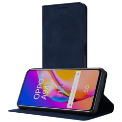 Funda Polipiel con tarjetero para Oppo A94 5G color Azul