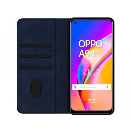 Funda Polipiel con tarjetero para Oppo A94 5G color Azul
