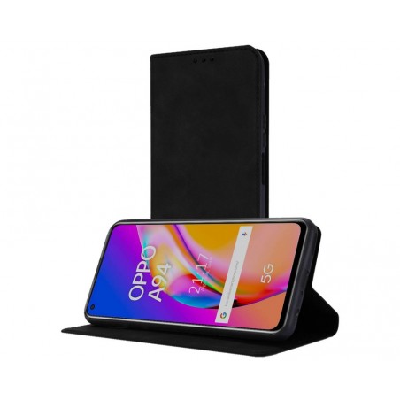Funda Polipiel con tarjetero para Oppo A94 5G color Negra