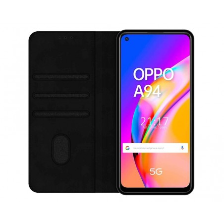 Funda Polipiel con tarjetero para Oppo A94 5G color Negra