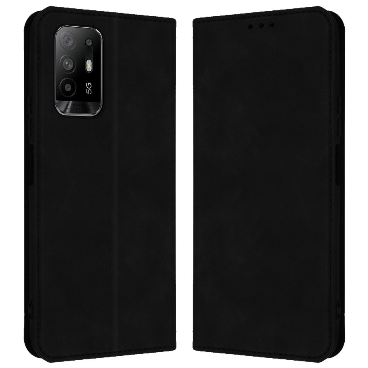 Funda Polipiel con tarjetero para Oppo A94 5G color Negra