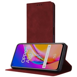 Funda Polipiel con tarjetero para Oppo A94 5G color Roja