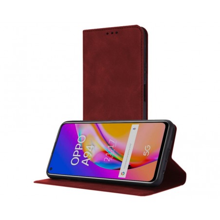 Funda Polipiel con tarjetero para Oppo A94 5G color Roja