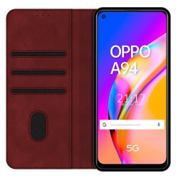 Funda Polipiel con tarjetero para Oppo A94 5G color Roja 2