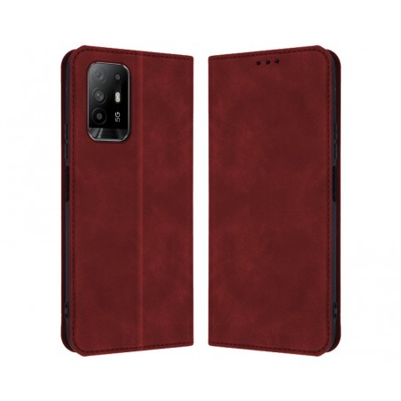 Funda Polipiel con tarjetero para Oppo A94 5G color Roja